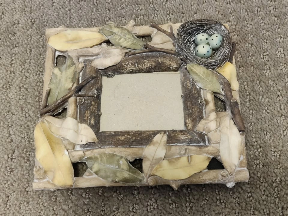 Ceramic 3D Photo Frame Tree Plant Bird Nest Scene 2x3 - photo 5