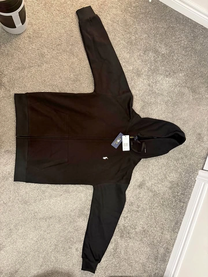 Polo Ralph Lauren Black Zip-Up Hoodie Size L, New with Tags