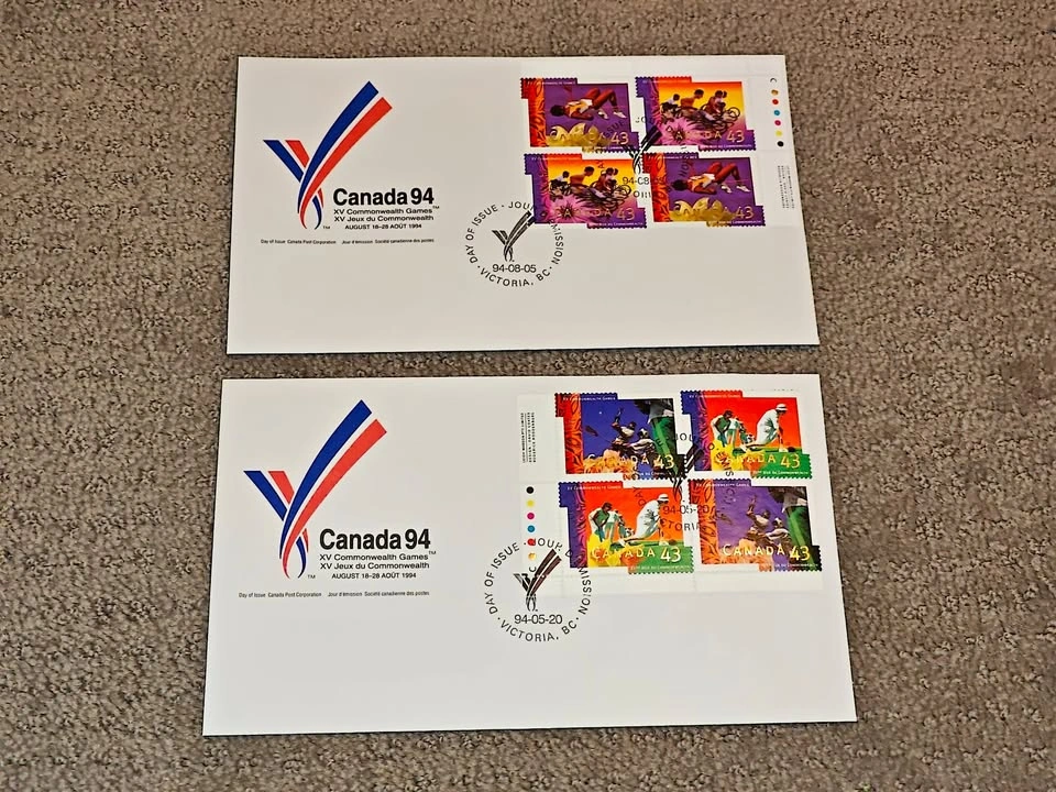 First Day Covers FDC - Set of 2 - 1994 Commonwealth Games Stamps