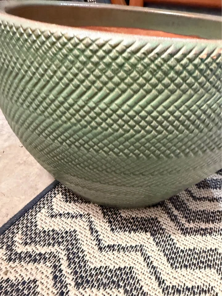 Green Diamond Pattern Ceramic Planter - photo 3