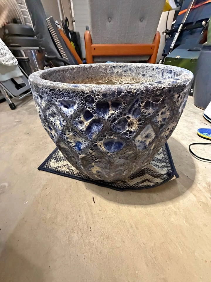Blue Textured Ceramic Planter Set of 2