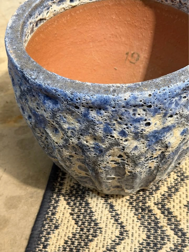Blue Textured Ceramic Planter Set of 2 - photo 3