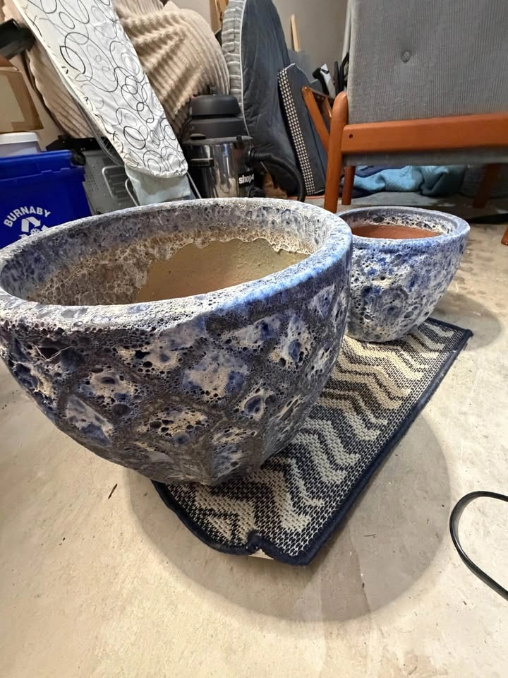 Blue Textured Ceramic Planter Set of 2 - photo 4