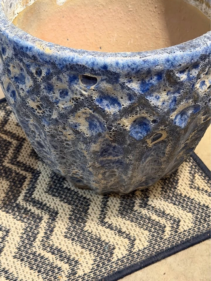 Blue Textured Ceramic Planter Set of 2 - photo 5