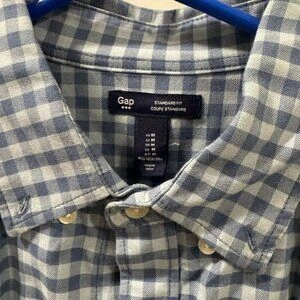 GAP Standard Fit Shirt Mens Size Medium Blue/White Checkered - photo 5