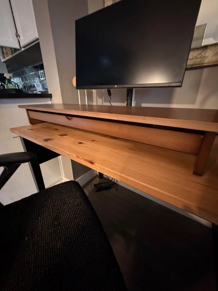 Wooden Monitor Stand with Drawer - photo 2