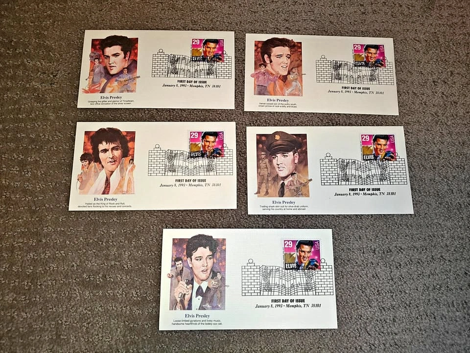 First Day Cover Complete Set FDC - Elvis Presley 1993 Fleetwood