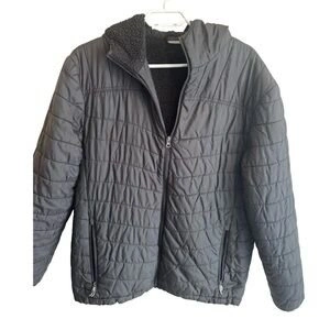 New Balance Puffer Jacket Mens Medium Black Hooded