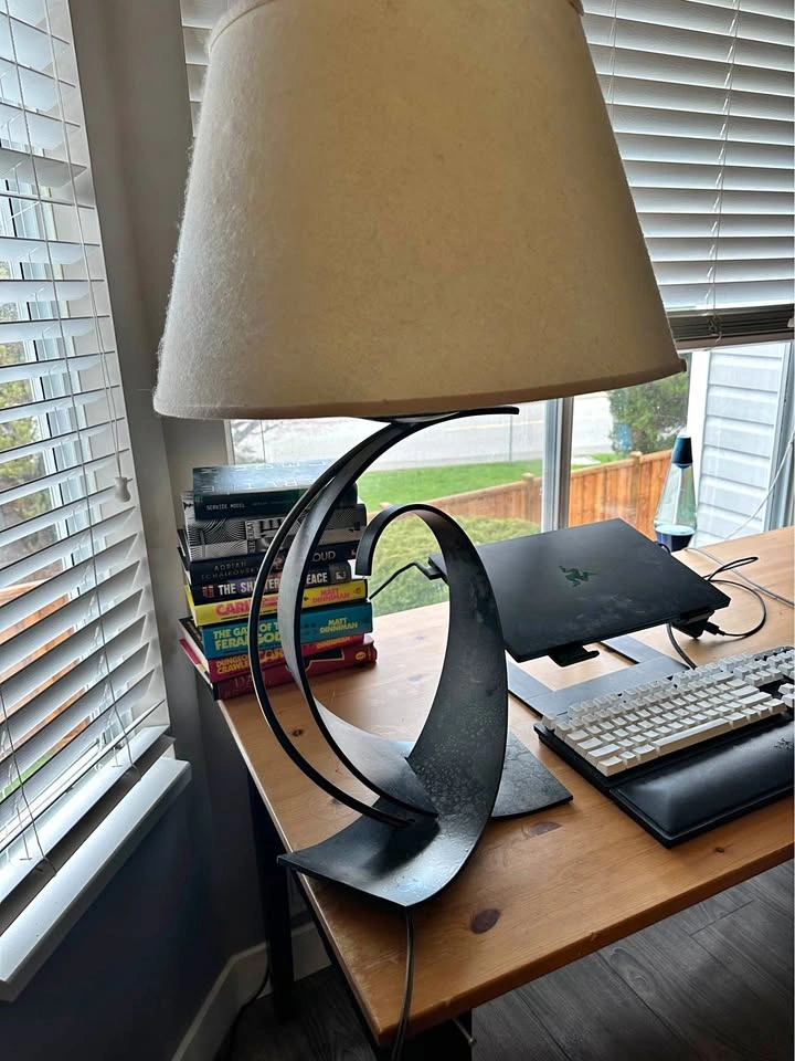 Pair of Hubbardton Forge Sculpted Metal Table Lamps