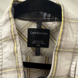 Calvin Klein Jeans Shirt Mens Size Large White Check - photo 4