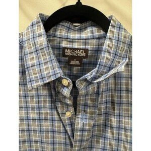 Michael Kors Button-Down Shirt Men's Medium Blue Plaid - photo 3