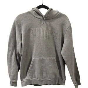 PUMA Men's Medium Gray Embossed Logo Hoodie
