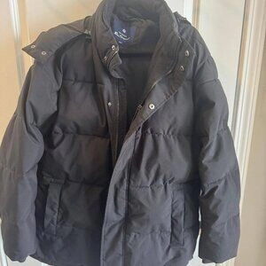 Ben Sherman Puffer Jacket Men Medium Black Lightweight With Hood