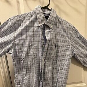 U.S. Polo Assn Shirt Mens Grey/Black Check Collared Button Down