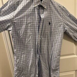 U.S. Polo Assn Shirt Mens Grey/Black Check Collared Button Down - photo 3