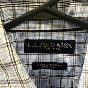 U.S. Polo Assn Shirt Mens Grey/Black Check Collared Button Down - photo 5