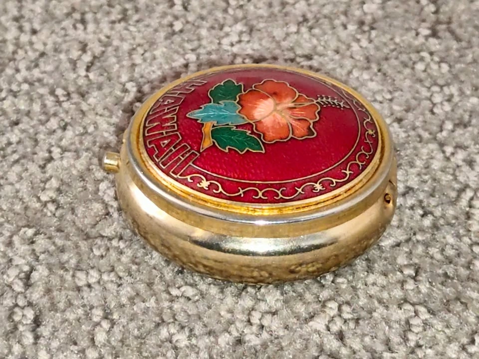 Hawaii - 3 Compartment Pill Organizer Metal Storage Travel Case - photo 5