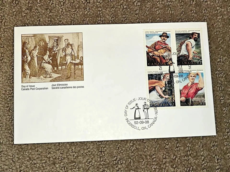 First Day Covers FDC - Canadian Folk Heroes Stamps 1992
