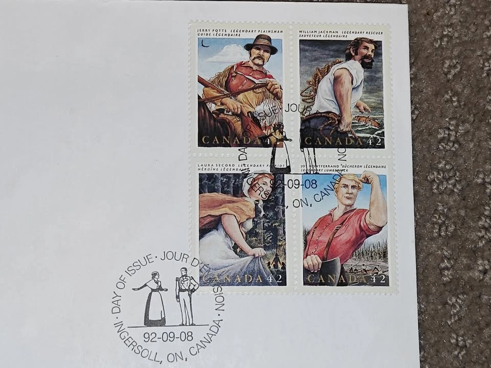 First Day Covers FDC - Canadian Folk Heroes Stamps 1992 - photo 2