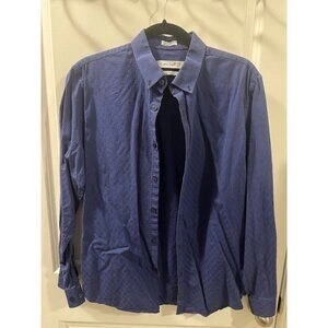 Calvin Klein Button Down Shirt Men Medium Blue Long Sleeves
