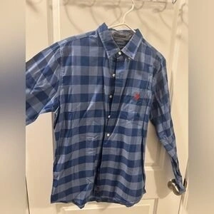 U.S. Polo Assn. Men’s Slim Fit Dress Shirt - Blue & Red Plaid