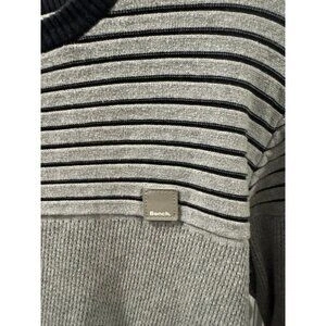 Bench Men's Large Gray Striped Crewneck Knit Sweater - photo 2
