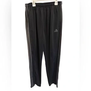 Adidas Men’s Large Black Sweatpants with Gray Stripes