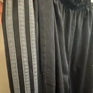 Adidas Men’s Large Black Sweatpants with Gray Stripes - photo 5
