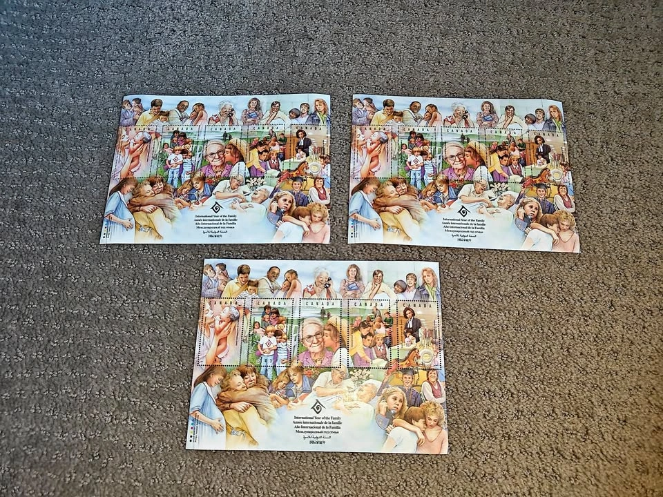 Stamp Souvenir Sheet 1994 International Year of the Family 3 Set