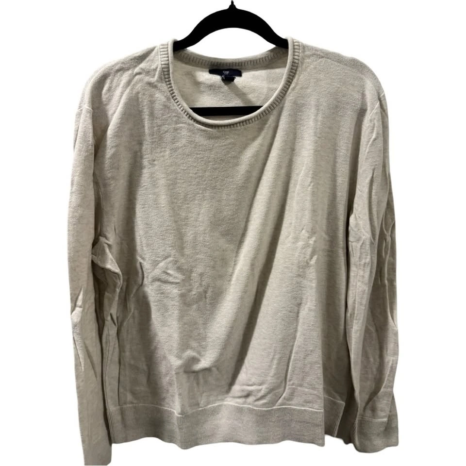 GAP Men's Large Beige Crewneck Pullover Sweater