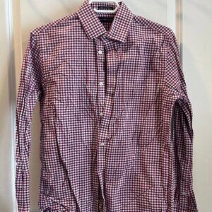 Tommy Hilfiger Men's Medium Maroon/White Button-Down Shirt - photo 2