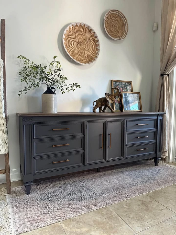 Vintage 9-Drawer Dresser/Credenza | Solid Wood | Restored - photo 2