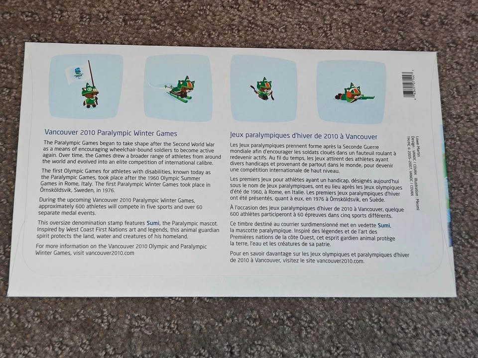 First Day Covers FDC - Vancouver 2010 Paralympic Olympics Sumi - photo 5