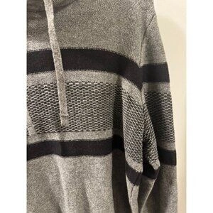 American Eagle Men's Medium Gray Striped Hooded Knit Sweater - photo 2