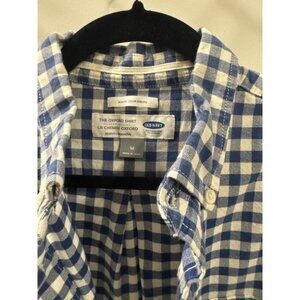 Old Navy Men's Medium Blue/White Gingham Oxford Shirt - Slim Fit - photo 3