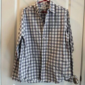 Men's Medium Grey/White Check Collared Button-Down Shirt - photo 2