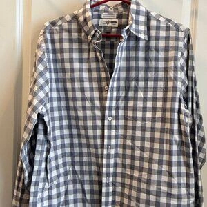Men's Medium Grey/White Check Collared Button-Down Shirt - photo 3