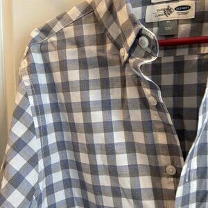 Men's Medium Grey/White Check Collared Button-Down Shirt - photo 4