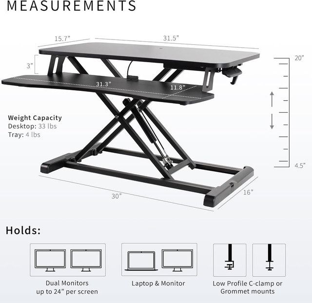 Standing Desk Converter 32" - Height Adjustable Sit-Stand Riser - photo 3