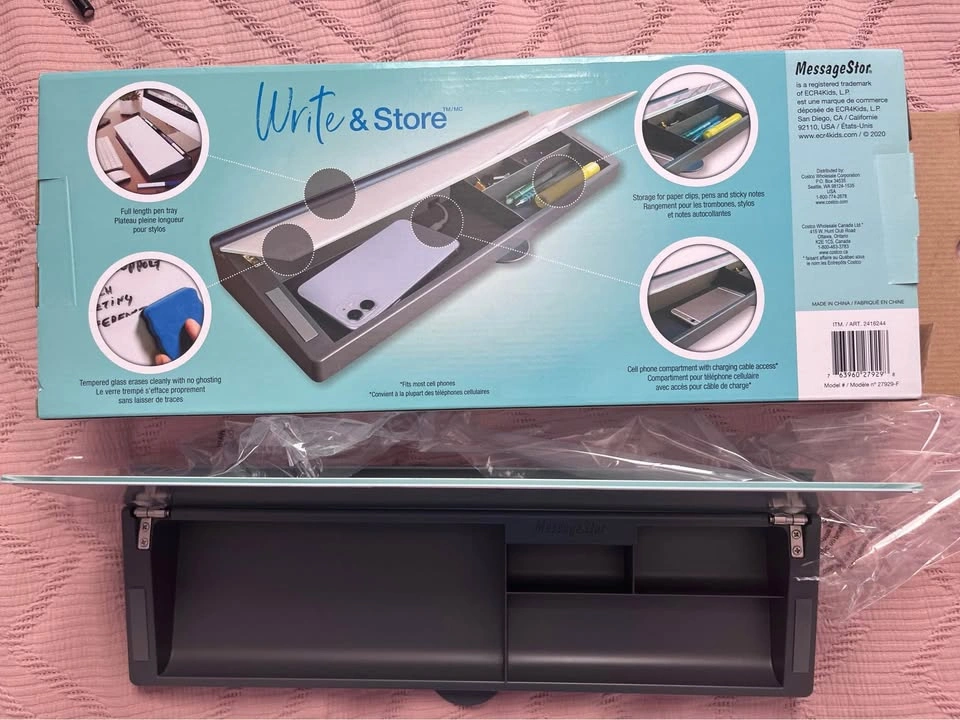 Desk Storage Box with Dry Erase Board Glass Top - MessageStor - photo 4