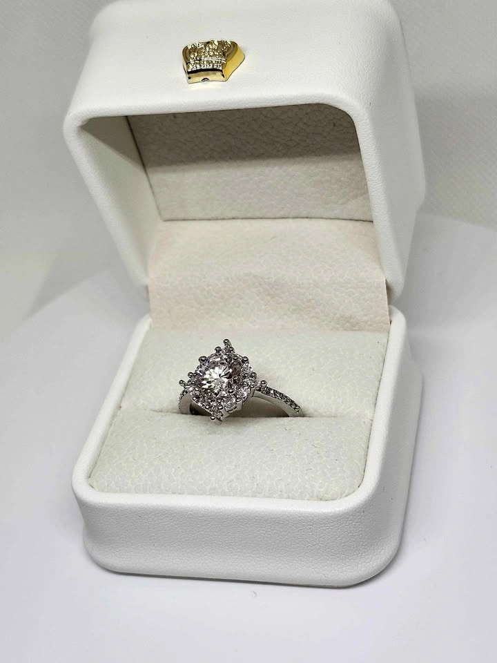 Halo Ring with 2 Carat Round Moissanite Stone