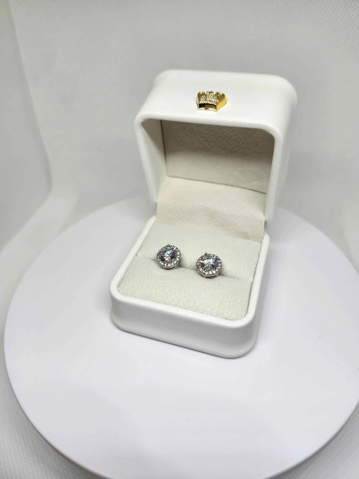 Round Halo Stud Earrings - photo 2