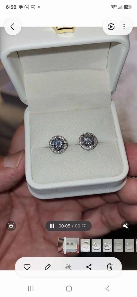 Round Halo Stud Earrings - photo 4