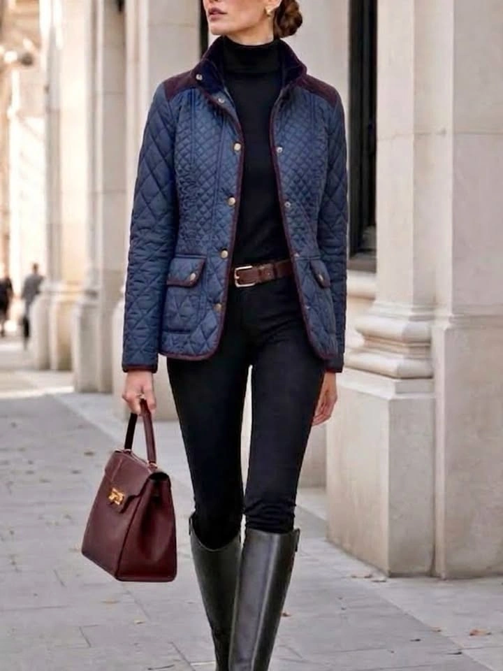 NWT Equestrian Style Navy Quilted Barn Jacket US 8