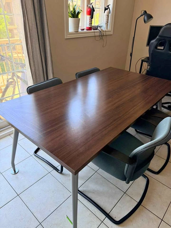 Modern Dark Wood Dining Table + 4 Chairs | $125 CAD