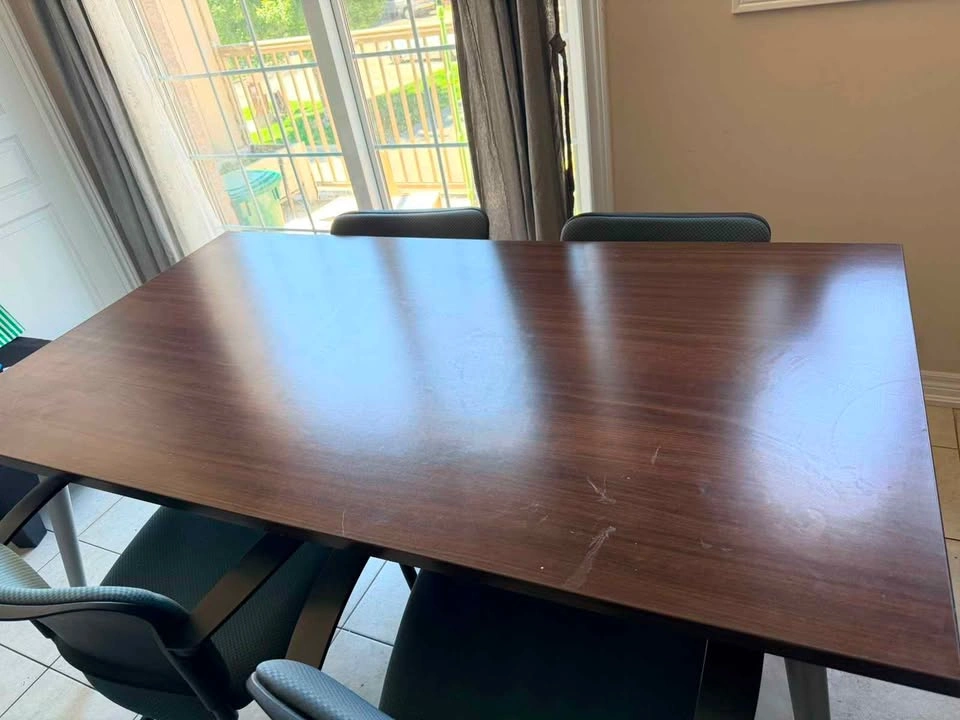 Modern Dark Wood Dining Table + 4 Chairs | $125 CAD - photo 4