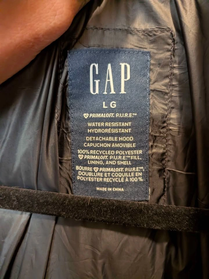 Like New Gap Black Puffer Jacket women's size Large - photo 2