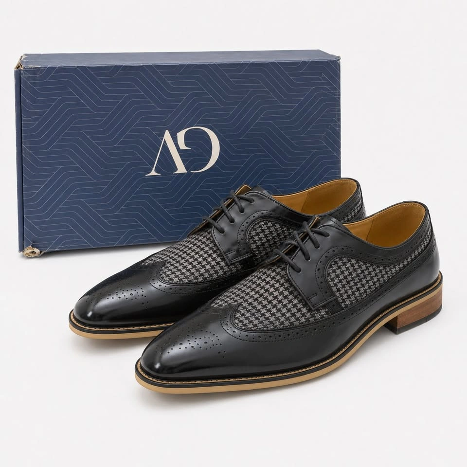 Gino Vitale Wingtip Brogue Dress Shoes Black/Grey Size 10.5 - photo 2