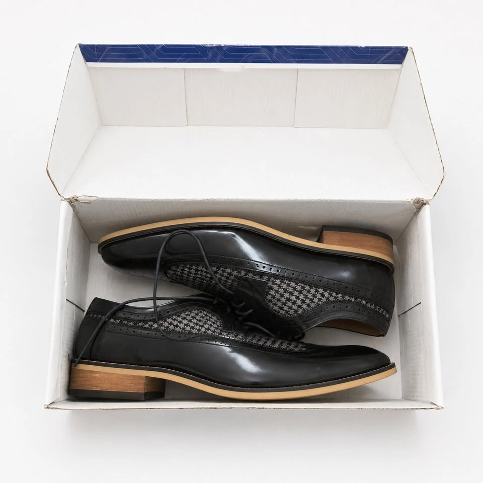 Gino Vitale Wingtip Brogue Dress Shoes Black/Grey Size 10.5 - photo 3