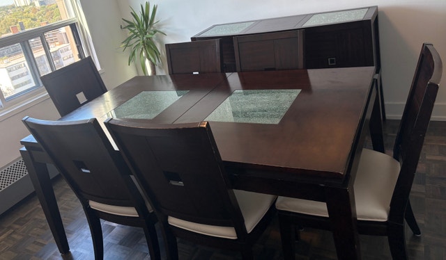 Dining Room Set with Table, 6 Chairs, and Hutch - photo 2